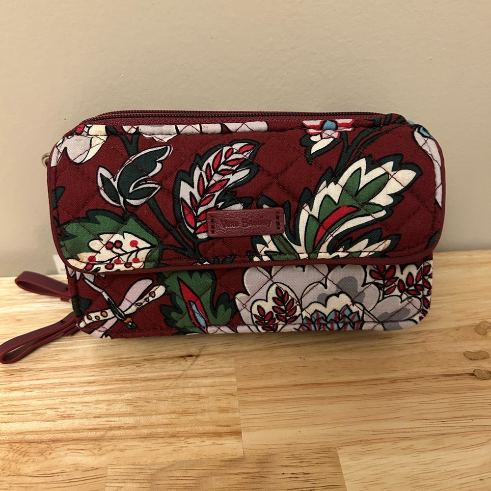 Vera Bradley Burgundy Floral Women's Crossbody Bag with RIFD protection